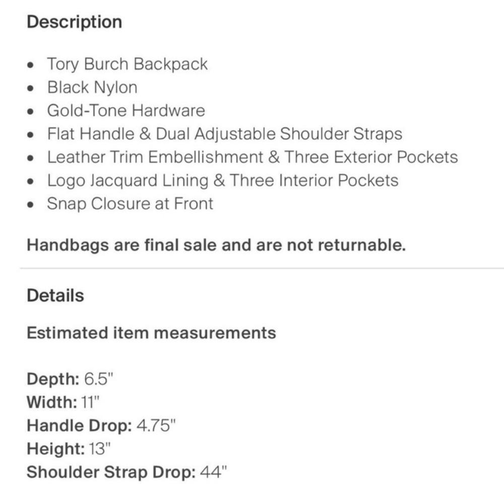 Tory Burch Travel Nylon Backpack (Diaper Bag w/ changing pad). - Picture 16 of 16